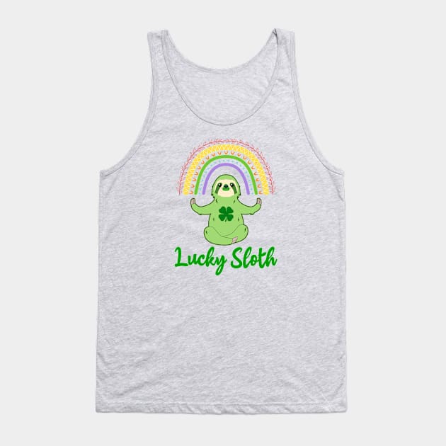 St Patricks Day Lucky Sloth Spirit Animal Tank Top by RongWay